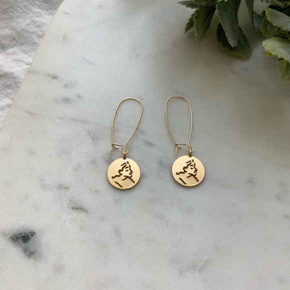 The Myra - Silhouette Round Drop Earrings - Picture 7 of 7